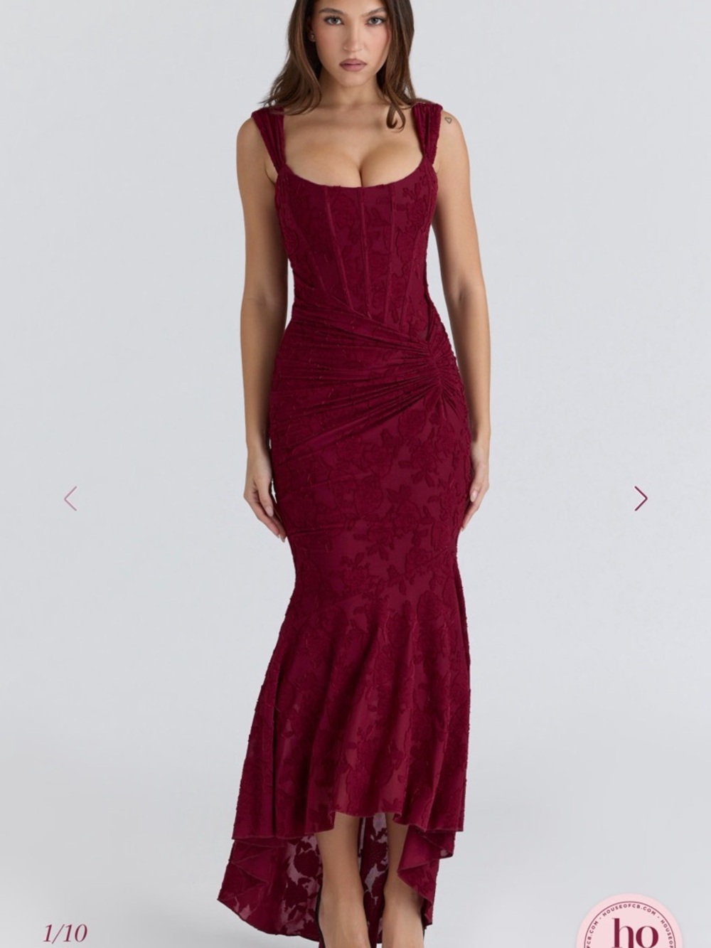 House of CB Wine Lace Corset Maxi Dress - Picture 3 of 3